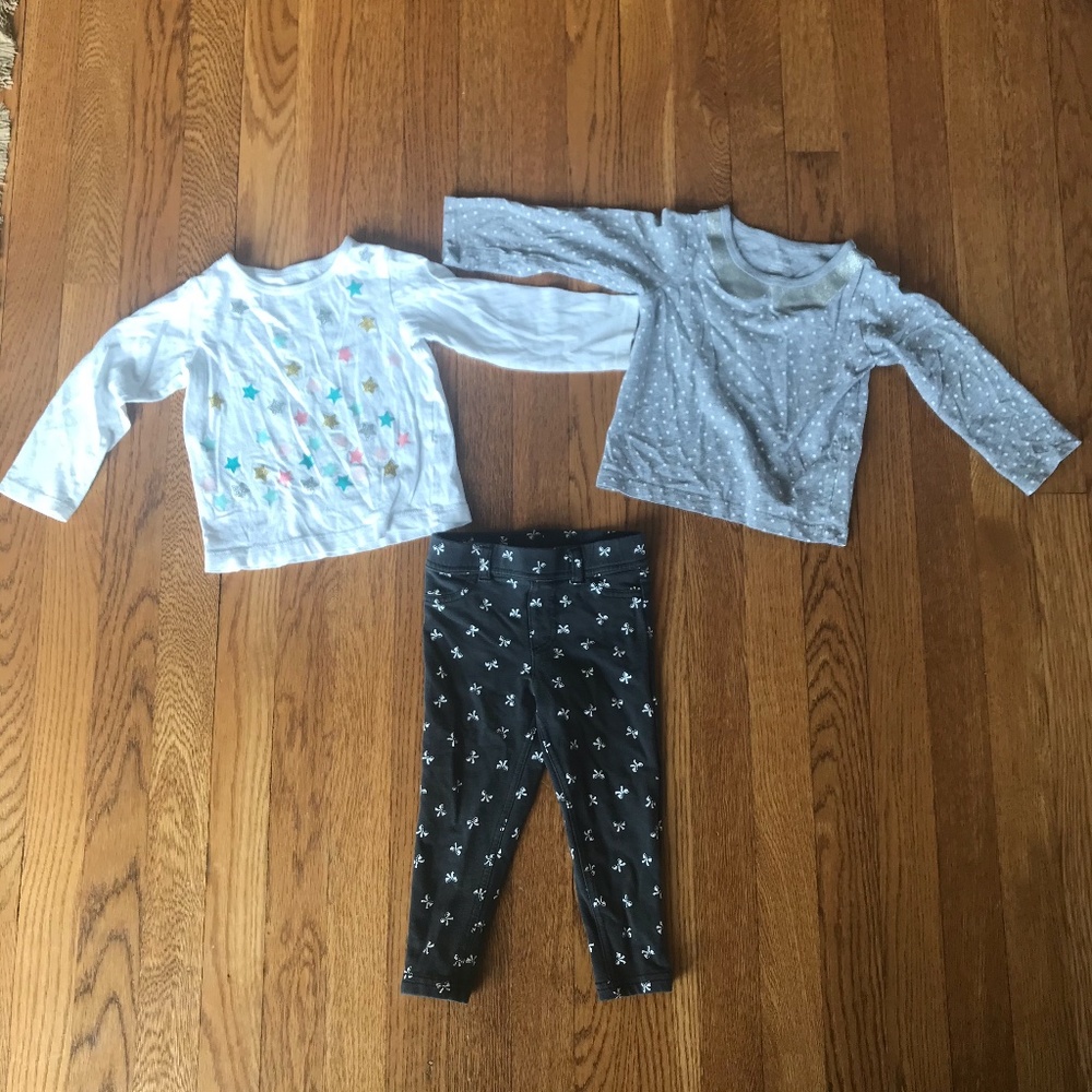 Bundle of Carter's toddler tops and pants, sz 24m